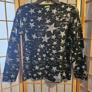 United Colors Of Benetton Black and Silver Star Long Sleeve Sweater